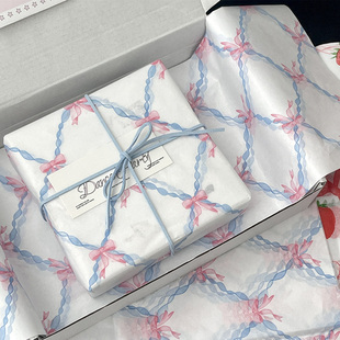 ins韩系少女心蝴蝶结丝带可爱雪梨纸17g烘焙礼物包装 飞机盒内衬纸