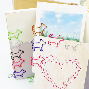 创意趣味柴犬异形回形针可爱彩色动物曲别针装饰书签出卡打包材料