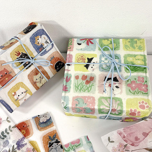 ins法式猫咪雪梨纸可爱礼物包装纸烘焙装饰打底纸出谷卡打包材料