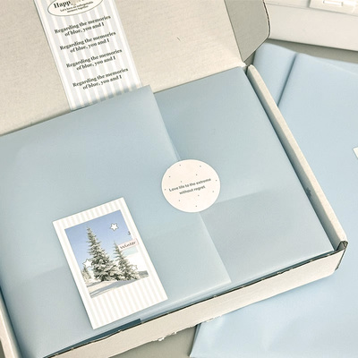 ins风半透明蓝色磨砂雾面包装纸简约出卡文创打包材料高级韩素纸