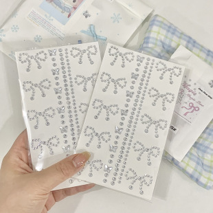 蝴蝶结贴纸立体星星水钻出卡打包材料礼物装饰diy应援妆容山根贴