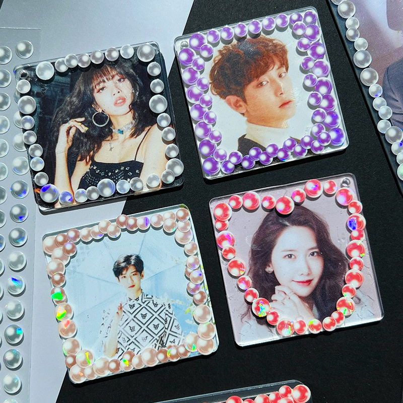 ins风镭射珍珠泡泡咕卡贴纸小卡照片手帐贴画韩系diy装饰打底素材
