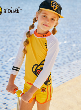 B.Duck小黄鸭儿童夏季童新款洋气百搭潮流装泳衣女童 BD203012-1