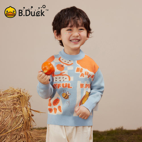 bduck小黄鸭童装男童毛衣秋冬款宝宝毛线衣儿童针织衫内搭打底衫