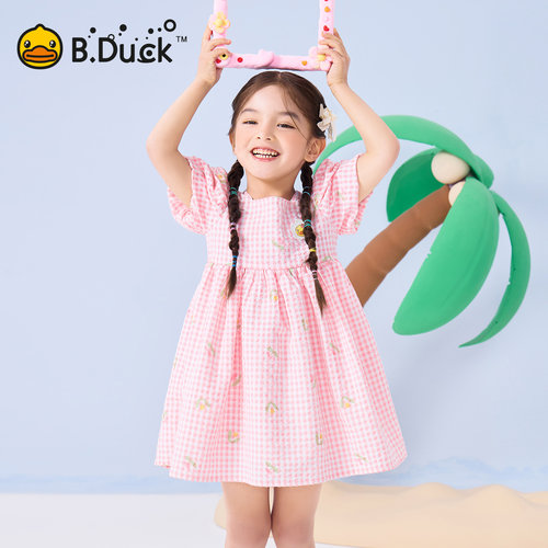 bduck小黄鸭童装女童连衣裙儿童裙子泡泡袖公主裙夏季2026新款潮