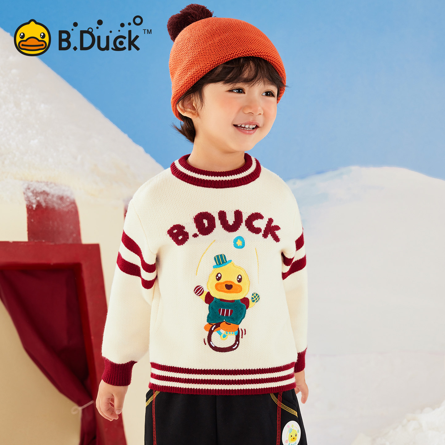 bduck小黄鸭童装宝宝毛衣男童针织衫冬款儿童打底上衣厚2025新款图片