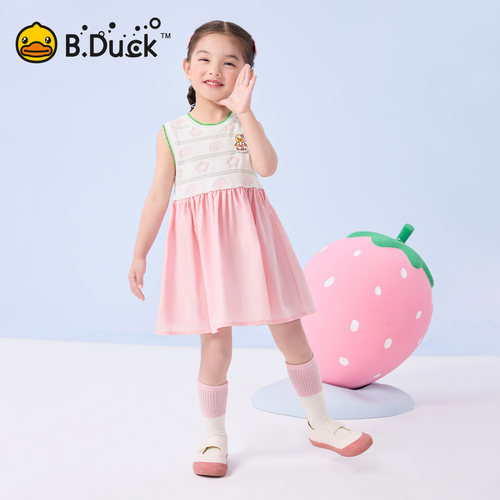 bduck小黄鸭童装女童连衣裙宝宝无袖背心裙子2026夏季新款公主裙