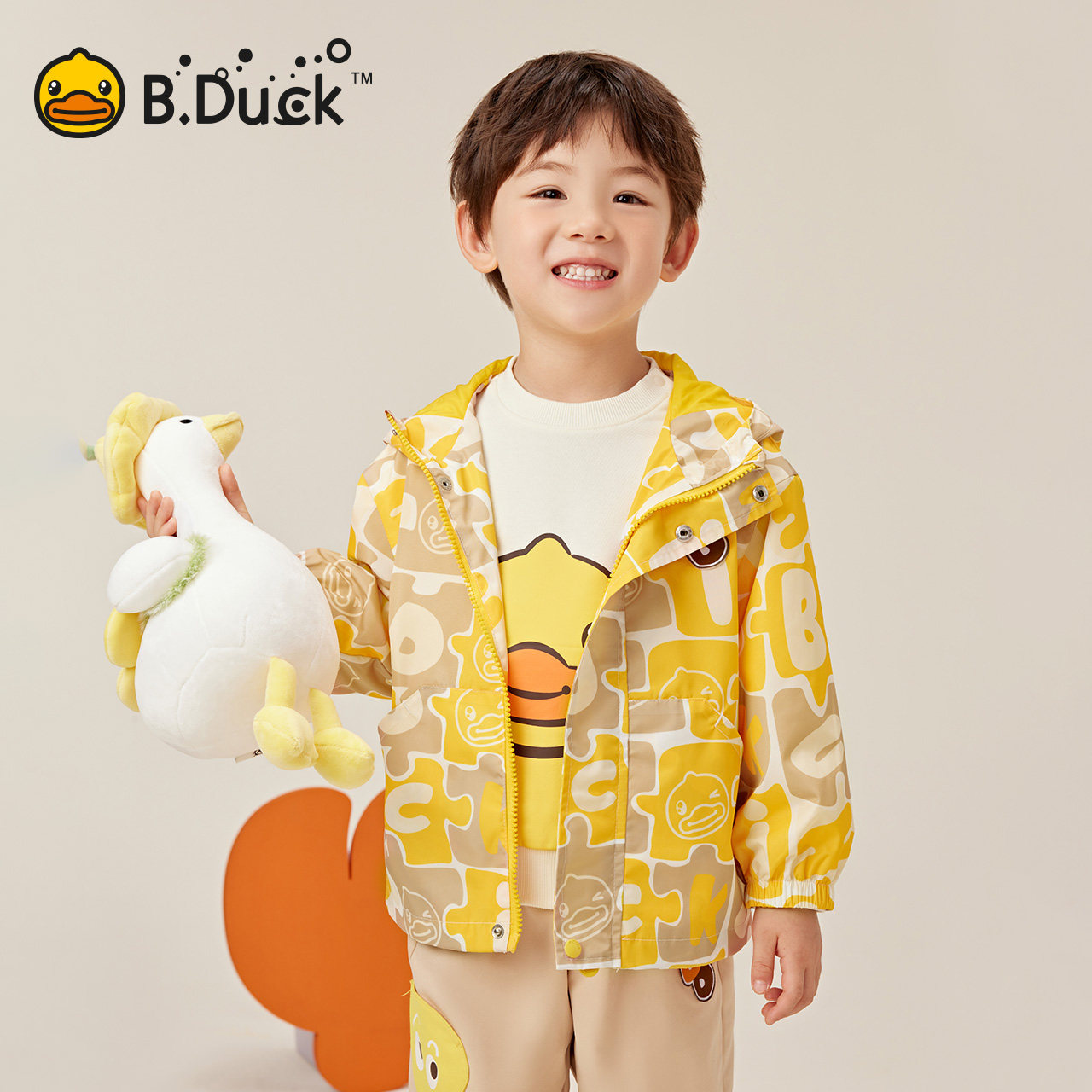 B.Duck小黄鸭儿童时尚外套秋季男童新款卡通满印童装潮 BF3511002
