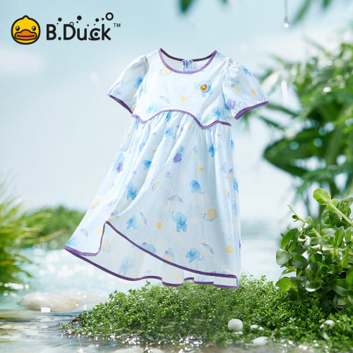 bduck小黄鸭童装女童连衣裙夏装儿童公主裙宝宝裙子纯棉2025新款