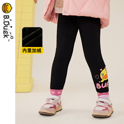 B.Duck小黄鸭童装儿童打底裤冬季女童新款洋气加绒裤子 FF5458001