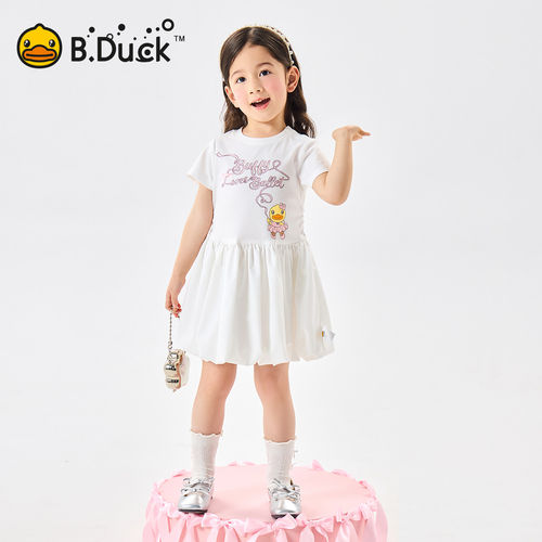bduck小黄鸭童装女童连衣裙夏装纯棉儿童公主裙宝宝花苞裙子90-14