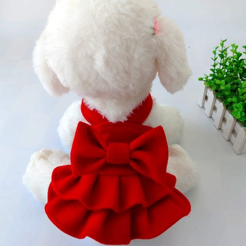 毛昵新年圣诞狗狗猫裙子喜庆比熊