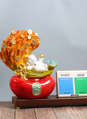 大麦招财猫摆件客厅店铺收银