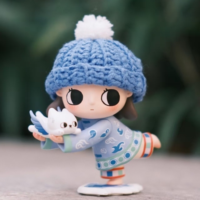 Nyota天马行空蓝色冬日针织手作改娃毛线帽配件创意简约复古帽子