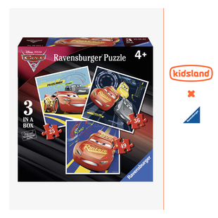 睿思ravensburger男孩拼图赛车总动员3合1儿童早教益智拼图玩具