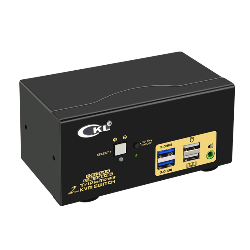 cKL KVM切换器三通道 3屏扩展切换器2进1出HDMI4K60hz USB3.0键鼠共享HUB共享器 923HUA-3
