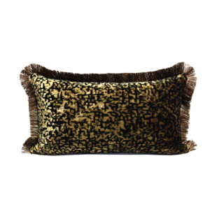 现代轻奢新中式腰枕黑金色流苏花边抱枕靠垫割绒面料