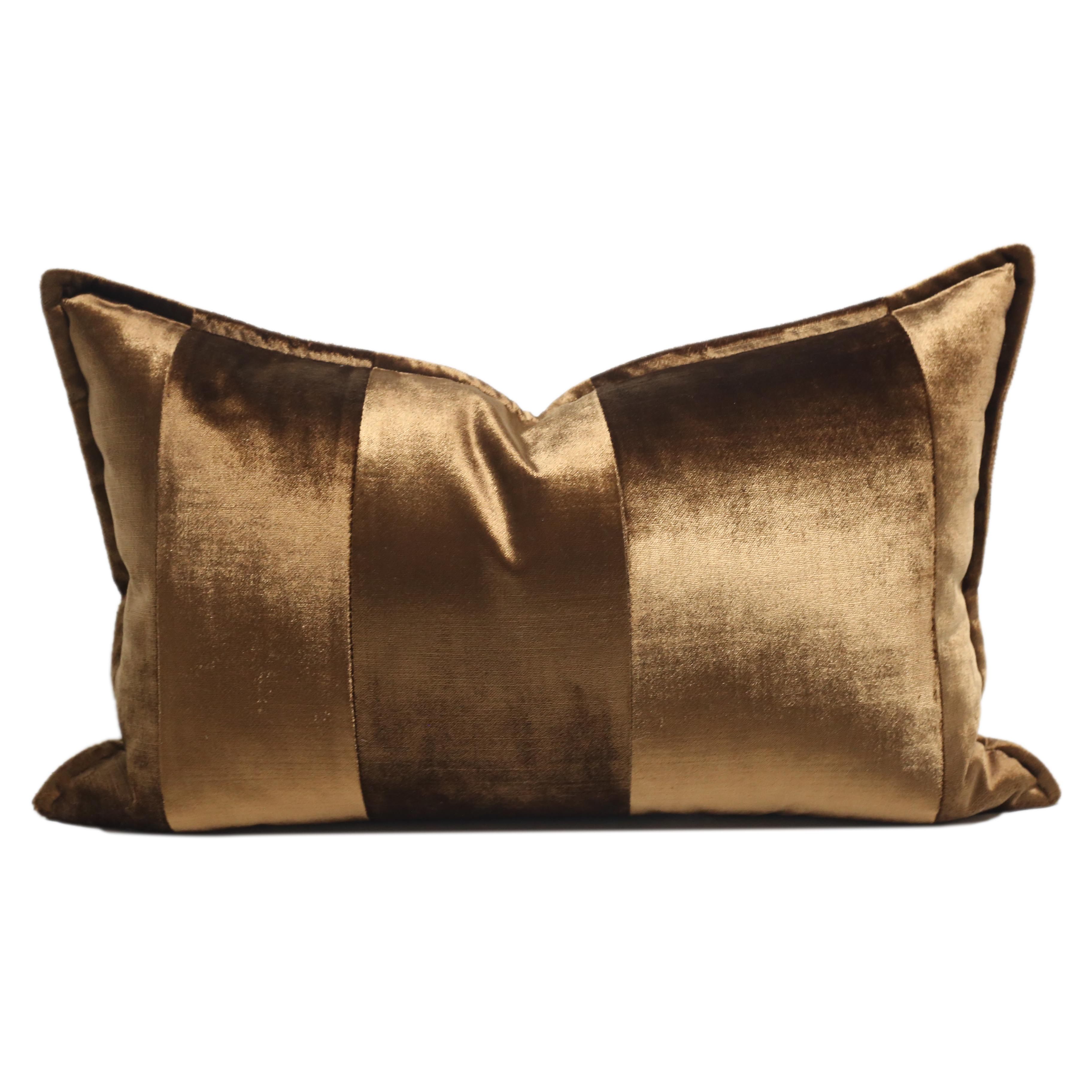 安思缦金色沙发腰枕割绒抱枕肌理绒靠垫套拼接简约轻奢风