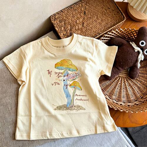 【晴】2026夏季新款幼儿园儿童百搭韩系印花卡通插画短袖T恤上衣