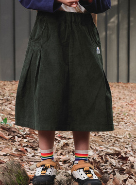 【山31】女童半身裙2026春季款复古纯色灯芯绒中大童a字伞形裙子