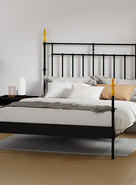 老匠法式铁艺床1.5米床双人轻奢现代简约铁架床加厚加固铁床1.8米