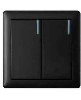 TCL罗格朗开关插座K4美点黑色二开单控二开双控双开双控两联开关