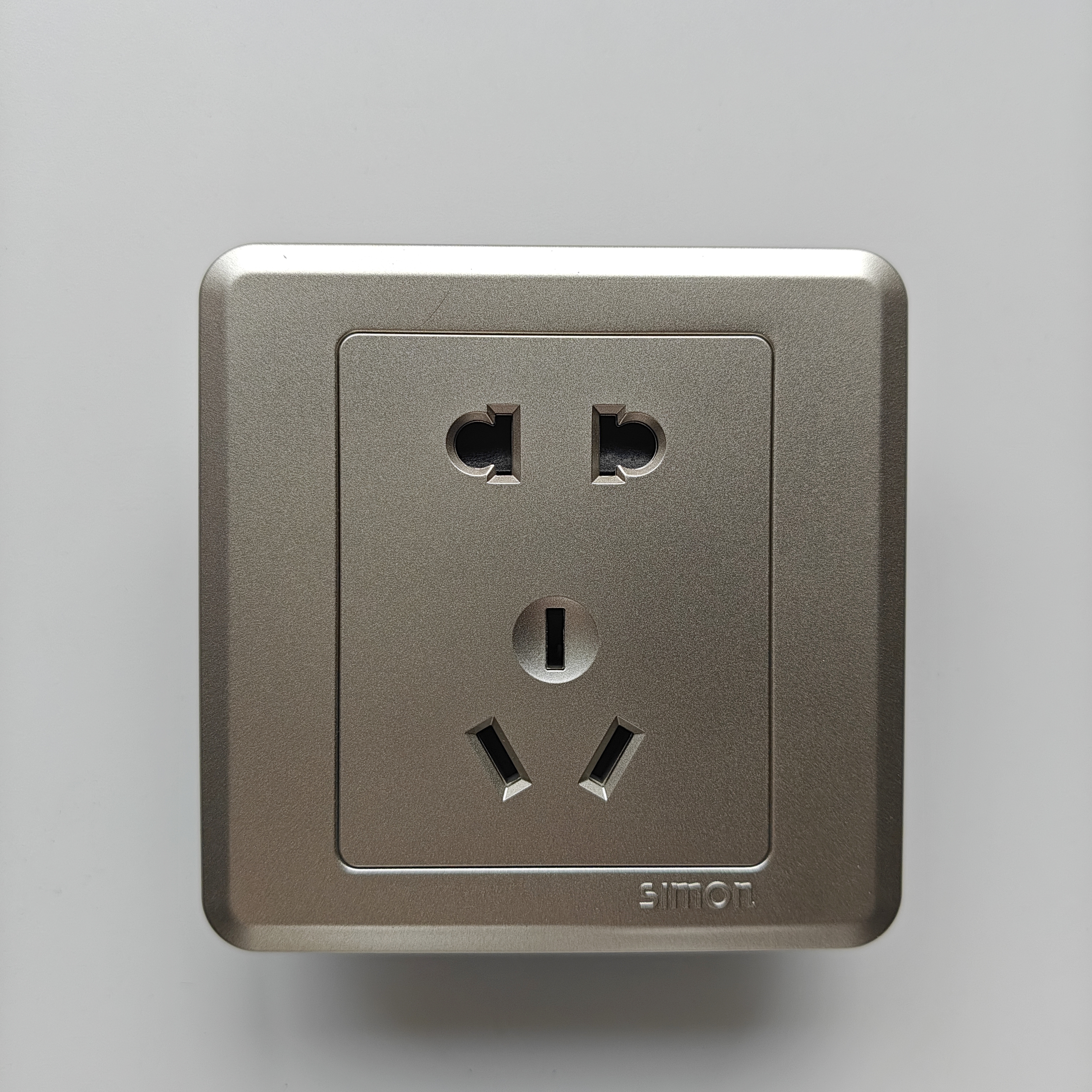 西蒙开关插座香槟金10A五孔插座二三插墙壁电源面板86型暗装