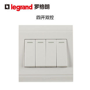 TCL罗格朗开关插座美仑山白色四开单控四开双控四联开关面板86