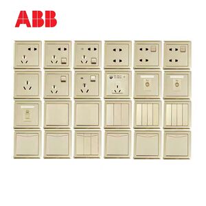 ABB开关插座德逸珍珠金五孔二三插带开关一开二开三开四开电脑TV