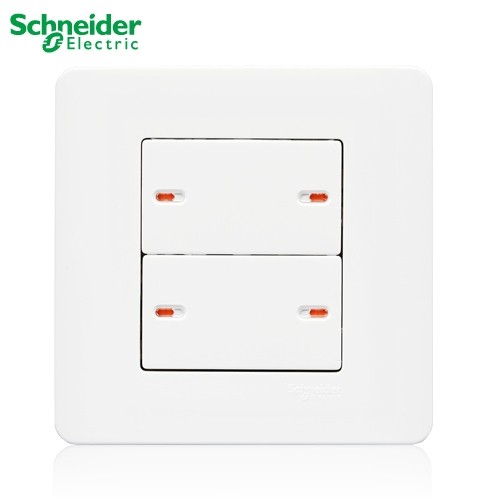 施耐德开关插座轻点经典白四开单控四联开关墙壁面板四位单控86