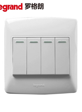 TCL罗格朗开关插座美驭白色四开单控四开双控四联开关面板86