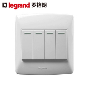 TCL罗格朗开关插座美驭白色四开单控四开双控四联开关面板86