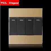 TCL罗格朗开关插座A8烁金色四开双控四联单开面板家用墙壁暗装86