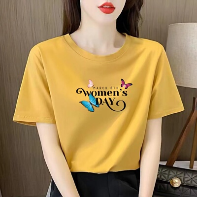 女士短袖常规纯棉女款韩版短袖