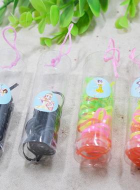 小筒装一次性皮筋 黑色彩色发圈小皮筋 透明筒发饰发绳 A129