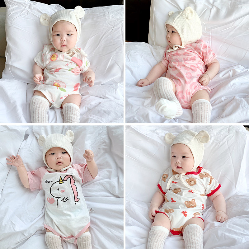 女宝宝短袖哈衣婴幼儿薄款睡衣新生儿纯棉包屁衣爬服0-2岁外穿夏,童装/婴儿装/亲子装,连身衣/爬服/哈衣,淘宝优惠券,粉丝福利购,淘宝优惠卷