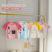 T恤女童宝宝半袖 薄款 上衣婴儿0 儿童纯棉短袖 5岁卡通外穿睡衣夏装