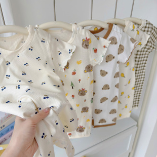 2岁外穿夏装 夏季 连体衣新生儿0 哈衣宝宝纯棉薄款 婴儿小男童短袖