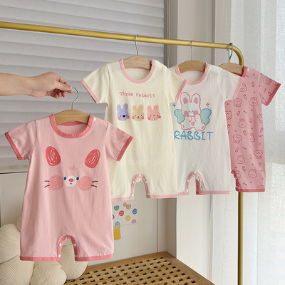 女童夏装短袖哈衣纯棉外穿睡衣
