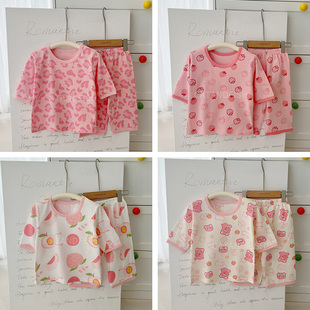 儿童宝宝睡衣套装夏季女童薄款空调服套装中小童纯棉家居服两件套