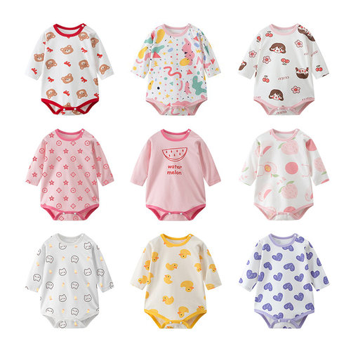 清仓 婴儿女宝宝春秋纯棉长袖包屁衣新生儿小童秋季爬服连体哈衣