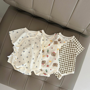 包屁衣新生儿纯棉短袖 蝴蝶衣宝宝小童薄款 连体衣 夏装 婴儿男童半袖