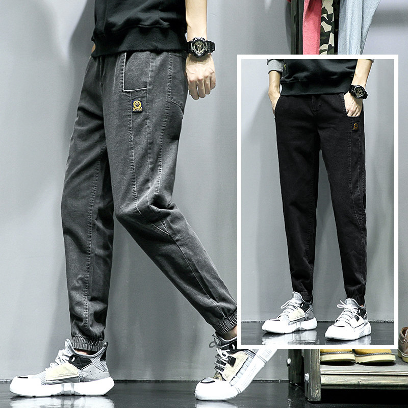 男士宽松束脚水洗休闲裤男B416-K186P55灰色P58浅蓝P58控价88图片