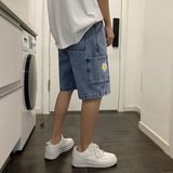 2023夏季宽松港风邹菊牛仔短裤货号DK98P40，男装牛仔裤，电商A063