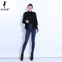 Purple Emperor Shaw Womens 2018 Cổ áo tròn mới Áo lông chồn Toàn bộ Áo khoác lông ngắn của mẹ SD707 - Faux Fur áo lông cừu zara