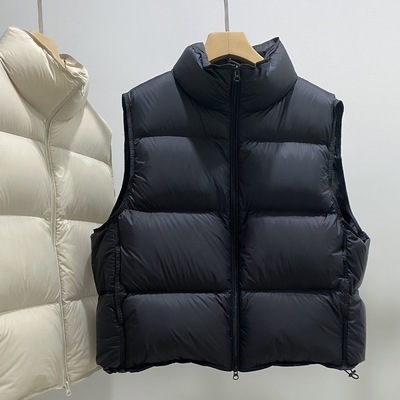 95白鸭绒新时尚立领新国标高端女马甲泡芙蓬松加厚面包款秋冬外穿