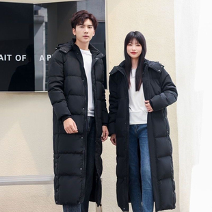 中戏羽绒服男女长款过膝2025韩国东大门爆款宽松加厚白鸭绒外套