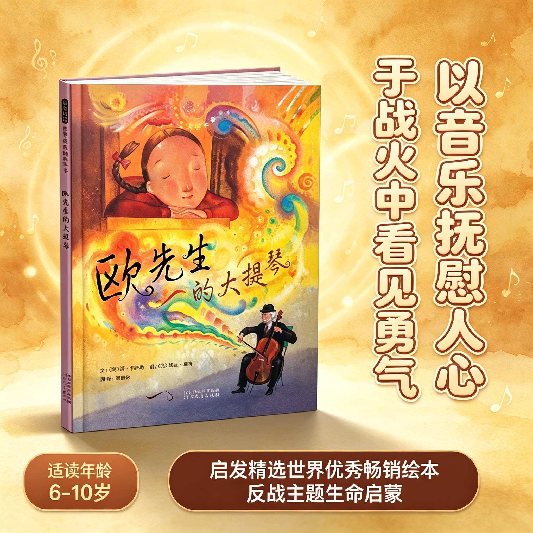 欧先生的大提琴 精装硬壳 简&middot;卡特勒著 儿童绘本3-6岁儿童故事书绘本幼儿园科学趣味启蒙亲子共读故事书图画睡前故事书籍反战思维