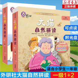 儿童少儿幼儿英语启蒙入门教材 共14册 小学生英语自然拼读绘本课外读物小学教辅 附光盘1级适合小学1年级可点读 大猫自然拼读系列