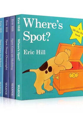 Eric Hill: Spot's Library of Fun 小玻在哪里系列全套5册 英文原版0-4岁幼儿童纸板书翻翻书躲猫猫游戏书机关操作书籍图画书正版
